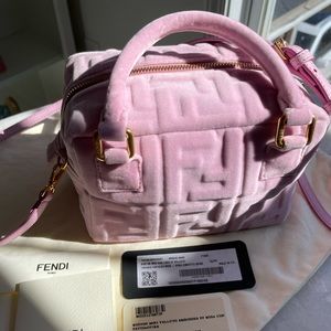 Super Cute Fendi FF Embossed Pink Velvet/Calfskin Valentine’s Day bag with tags!